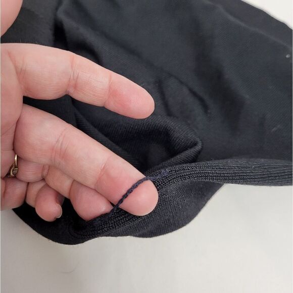 VINTAGE 70s Givenchy black stretch ribbed‎ 3/4 sleeve top S - Picture 8 of 10